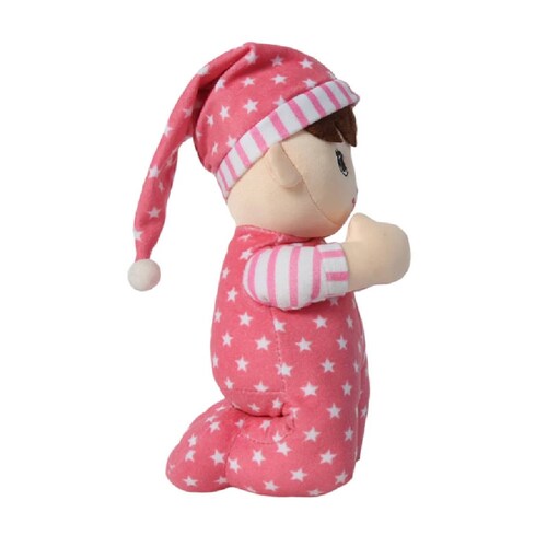 Muñeco Rezador De Tela Con Pijama Sonido Oracion Angel de la Guarda 23 cm