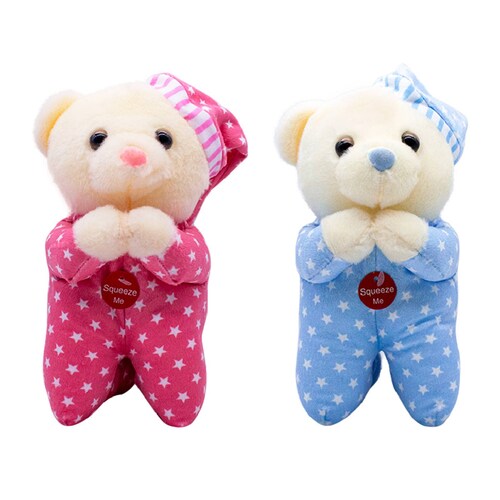 Muñeco Oso Rezador De Peluche Con Pijama Sonido Oracion Ángel De La Guarda 23 cm Alto