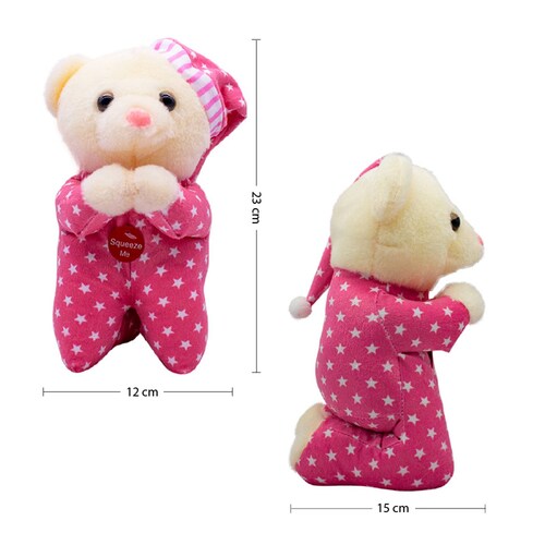 Muñeco Oso Rezador De Peluche Con Pijama Sonido Oracion Ángel De La Guarda 23 cm Alto