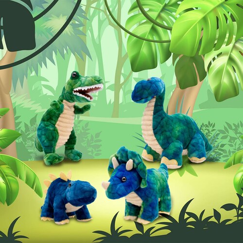 Dinosaurios De Peluche Mini Dinosaurios Realistas T-Rex, Cuello Largo, Estegosaurio, Triceratops Regalo Para Niño o Niña 2 Años en adelante 4 Piezas