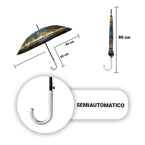 Paraguas Sombrilla Clásica Semiautomática Plegable De Bastón