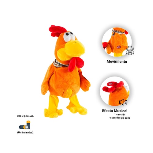 Gallo Loco De Peluche Musical Bailarin Movimiento Gallina