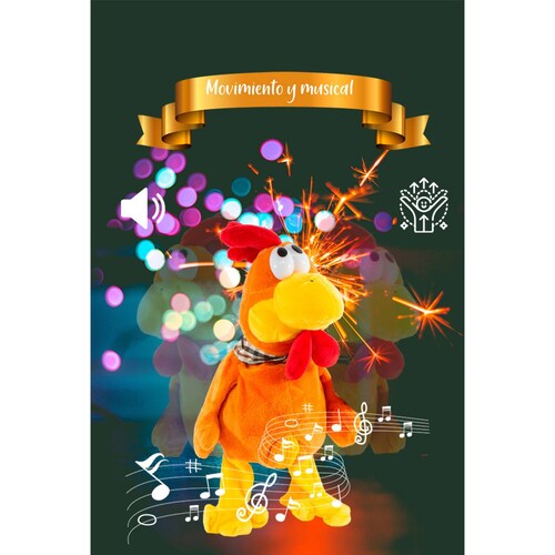 Gallo Loco De Peluche Musical Bailarin Movimiento Gallina