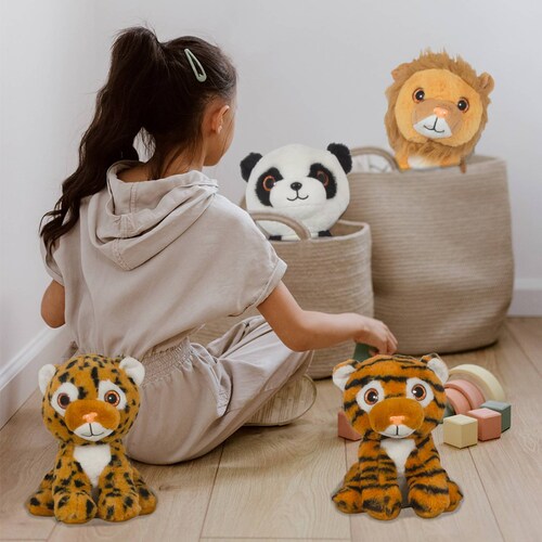 Animales Felinos Peluche Leon Tigre Leopardo Muñecos 25 Cm