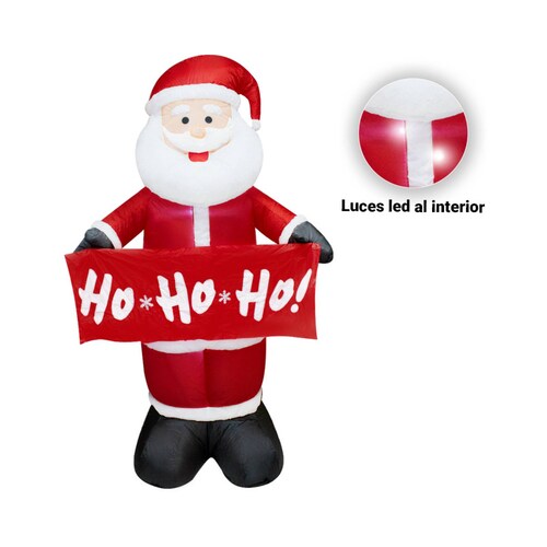 Inflable Navideño Santa Claus Ho Ho Ho Con Luz Led 2.40 Mts