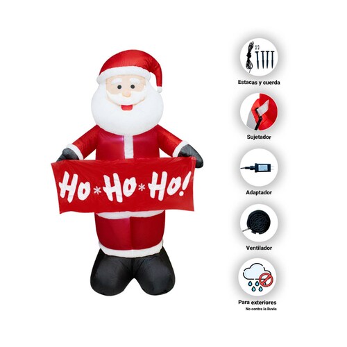 Inflable Navideño Santa Claus Ho Ho Ho Con Luz Led 2.40 Mts