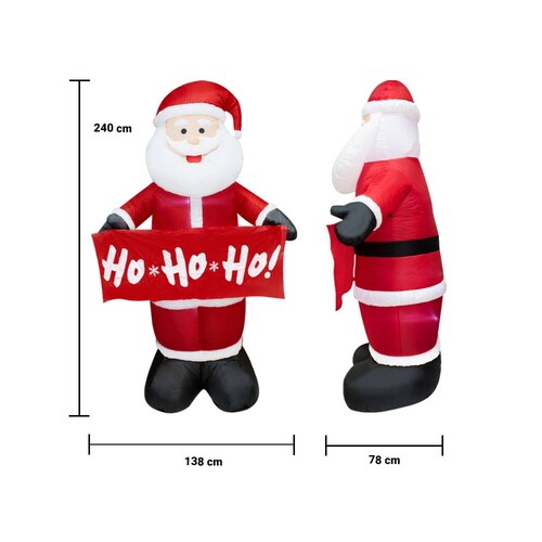 Inflable Navideño Santa Claus Ho Ho Ho Con Luz Led 2.40 Mts