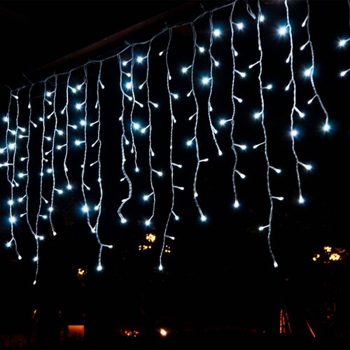 Serie Cascada Luz Blanca 300 Led 8 Funciones 6 Metros