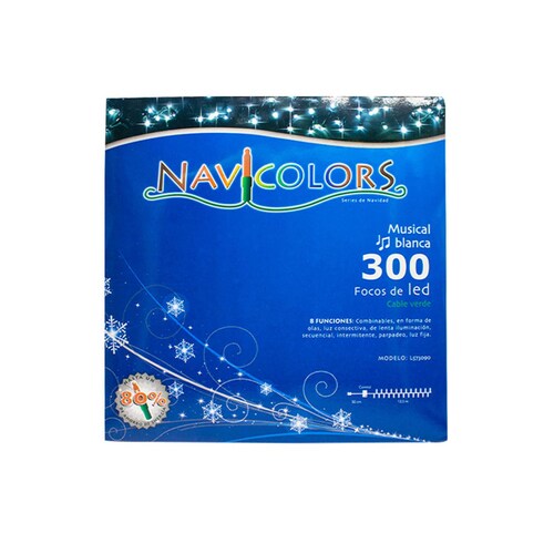 Serie de Luces Navideña 300 Led Musical Blanca 8 Funciones 13.5 Mts