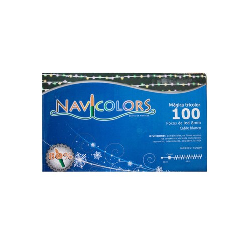 Serie Navideña 100 Led Luz Multicolor Función Destello 6.6 M