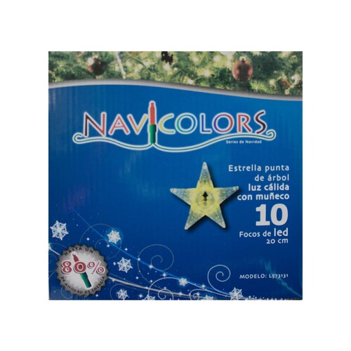 Estrella Fugaz Punta De Arbol Navideño Luzled Plástico 20cm