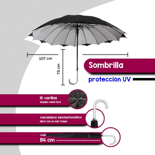 Paraguas Sombrilla Doble Tela Semiautomático Con Filtro Importadora La Merced.