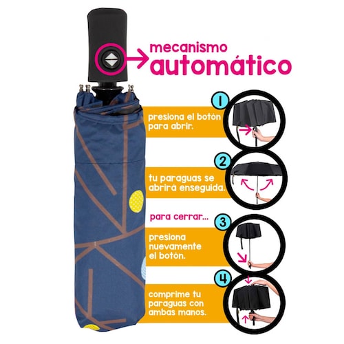Paraguas Sombrilla De Bolsillo Lunares Sencillo Automático Importadora La Merced