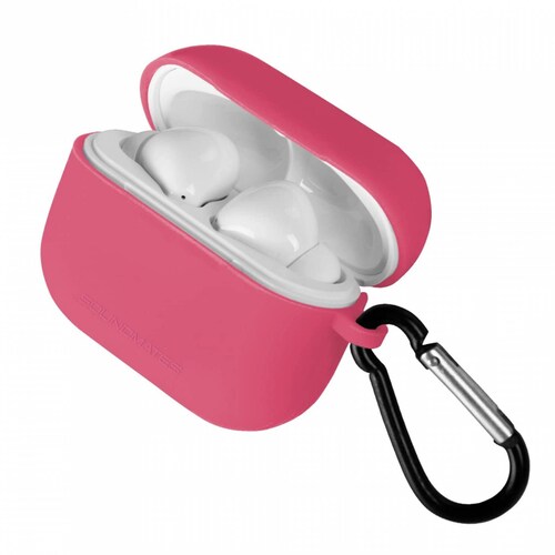 Audífonos Inalámbrico  5hrs de Música con Funda de Silicón SoundMates V2 Rosa
