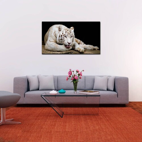 Cuadro Decorativo Canvas Paisaje de Tigre Blanco de 135 X 90 cm