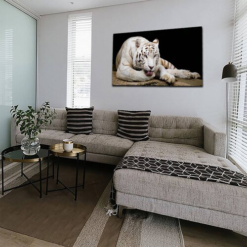 Cuadro Decorativo Canvas Paisaje de Tigre Blanco de 135 X 90 cm