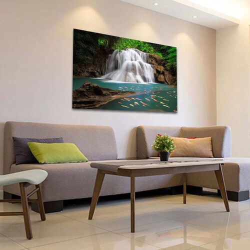 Cuadro Decorativo Canvas Paisaje de Cascadas y Peces de 60 x 40 cm