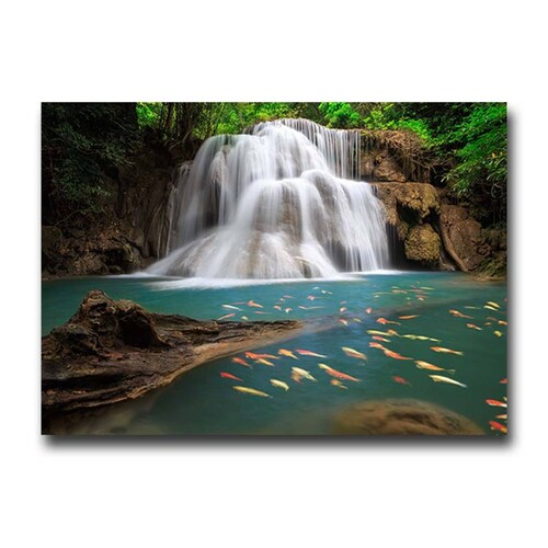 Cuadro Decorativo Canvas Paisaje de Cascadas y Peces de 60 x 40 cm