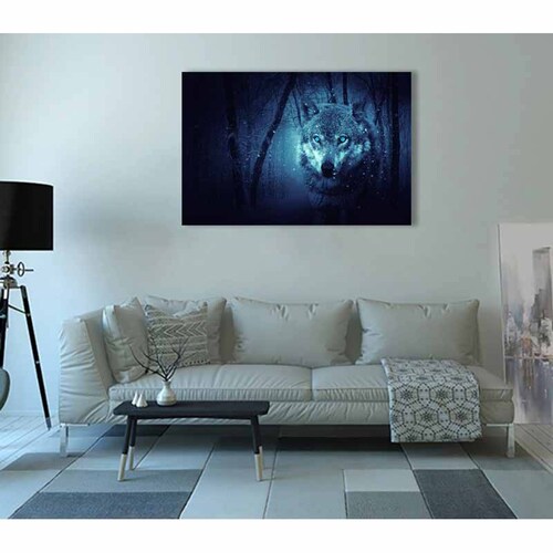 Cuadro Decorativo Canvas Paisaje de Lobo Místico en la nieve 135 X 90 cm.