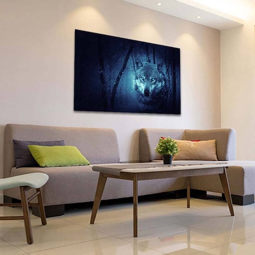 Cuadro Decorativo Canvas Paisaje de Lobo Místico en la nieve 135 X 90 cm.