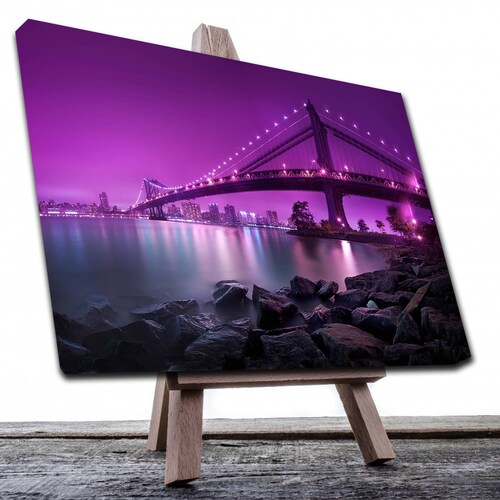 Cuadro Decorativo Canvas Paisaje del Puente cercano a la Isla Libertad NY de 120 X 80 cm
