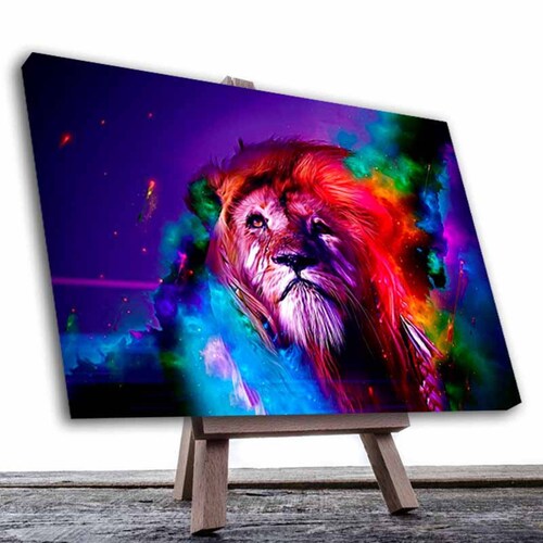 Cuadro Decorativo Canvas Paisaje León Místico de colores de 120 X 80 cm.