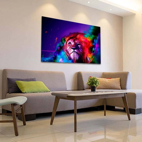 Cuadro Decorativo Canvas Paisaje León Místico de colores de 120 X 80 cm.