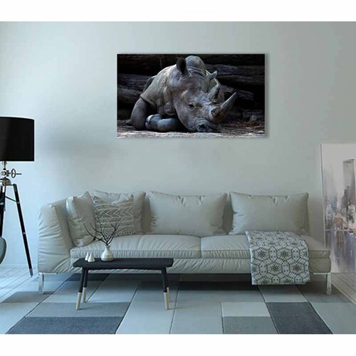 Cuadro Decorativo Canvas Paisaje de Rinoceronte gris de 60 x 40 cm