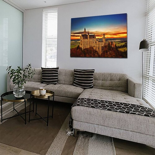 Cuadro Decorativo Canvas Paisaje Castillo Neuschwanstein en Alemania de 135 X 90 cm