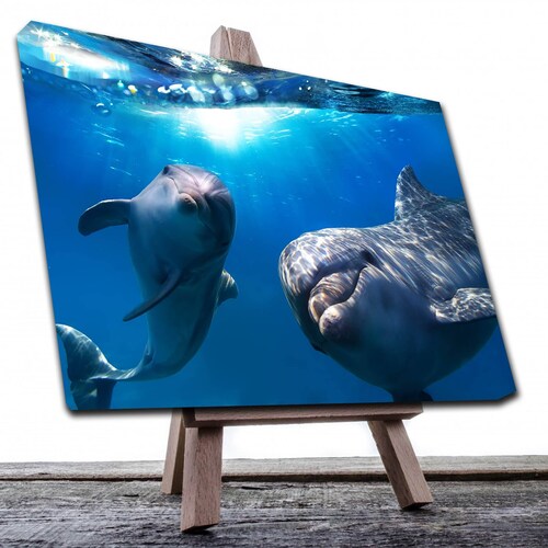 Cuadro Decorativo Canvas Paisaje de Delfines de 120 X 80 cm.