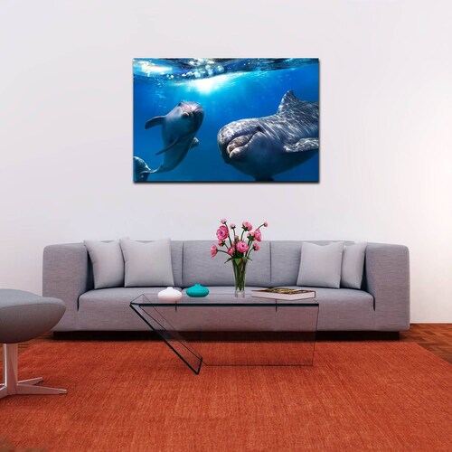 Cuadro Decorativo Canvas Paisaje de Delfines de 120 X 80 cm.