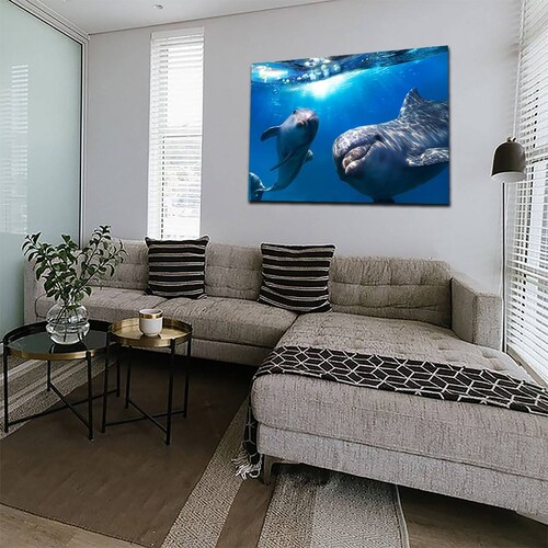 Cuadro Decorativo Canvas Paisaje de Delfines de 120 X 80 cm.