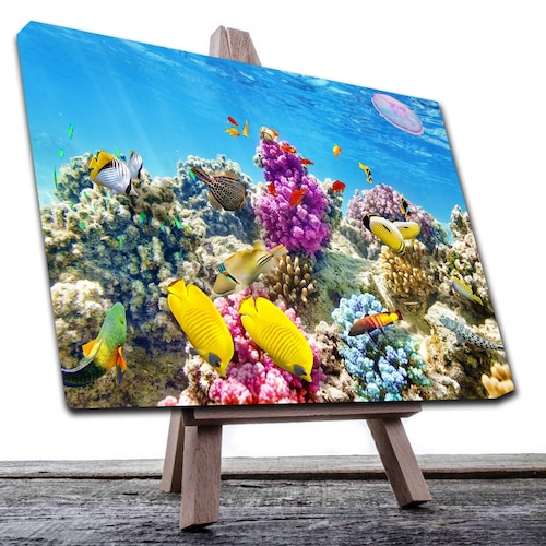 Cuadro Decorativo Canvas Paisaje de Arrecifes y Peces de 135 X 90 cm.