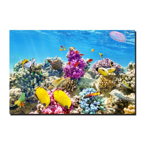 Cuadro Decorativo Canvas Paisaje de Arrecifes y Peces de 135 X 90 cm.