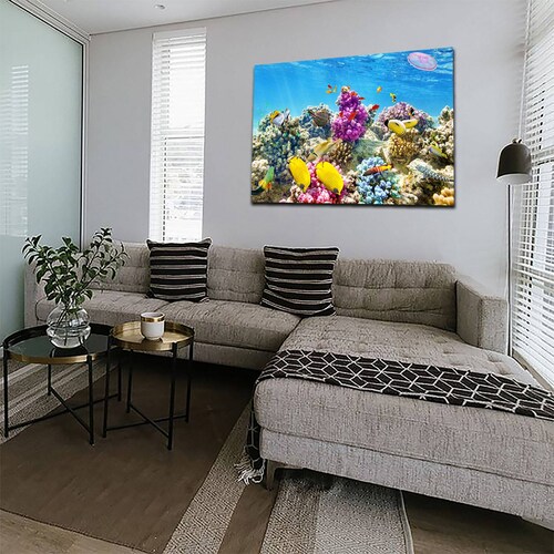 Cuadro Decorativo Canvas Paisaje de Arrecifes y Peces de 135 X 90 cm.