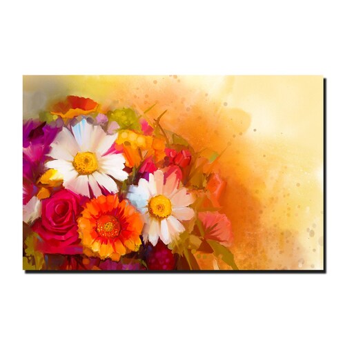 Cuadro Decorativo Canvas Paisaje Arte en Flores de Colores Calidos de 120 X 80 cm.