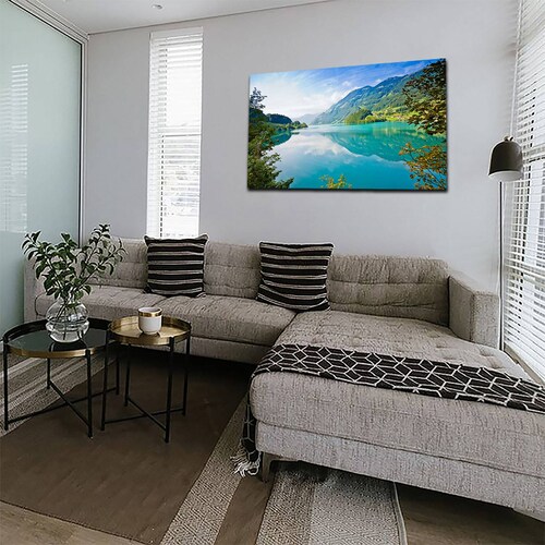 Cuadro Decorativo Canvas Paisaje de Lago y Montañas de 120 X 80 cm.