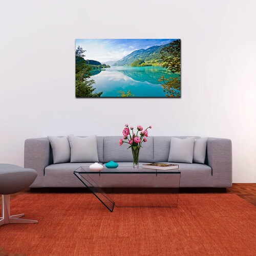 Cuadro Decorativo Canvas Paisaje de Lago y Montañas de 60 x 40 cm.