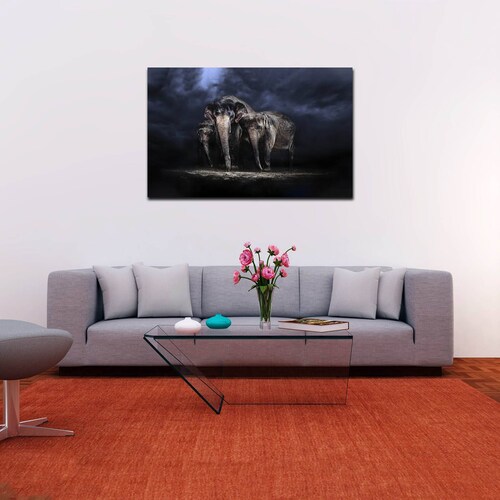 Cuadro Decorativo Canvas Paisaje de elefantes místicos 120 X 60 cm.