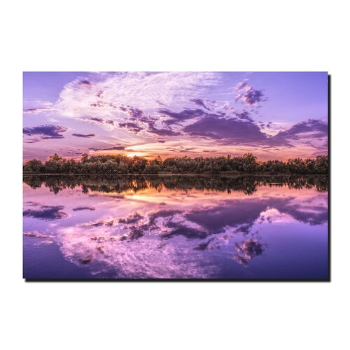 Cuadro Decorativo Canvas Paisaje de un lago al atardecer en colores lila 120 X 60 cm