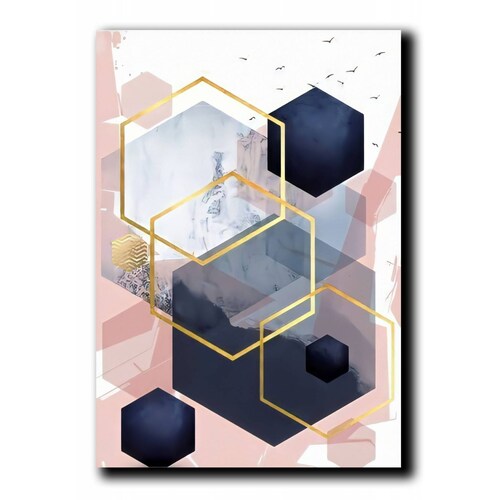 Cuadros Decorativos Set de 3 pzs figuras geométricas moderno Rosa 30 X 45 cm