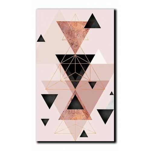 Cuadros Decorativos Set de 3 pzs figuras geométricas moderno Rosa 30 X 45 cm