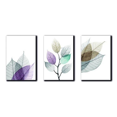 Cuadros Decorativos Set de 3 pzs Canvas de hojas moderno #2 30 X 45 cm