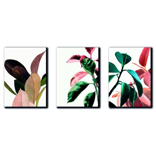 Cuadros Decorativos Set de 3 pzs Canvas de hojas moderno #3 30 X 45 cm