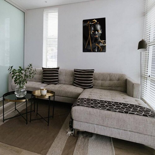 Cuadro Decorativo Rosto Mujer en Dorado y Negro #6 de 40 x 60 cm.