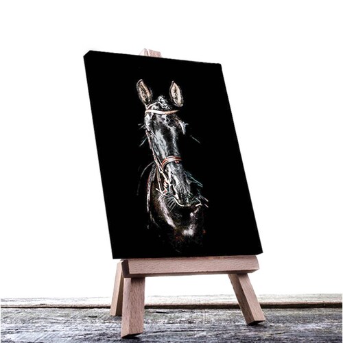 Cuadro Decorativo Caballo Negro y Dorado de 60 X 90 cm