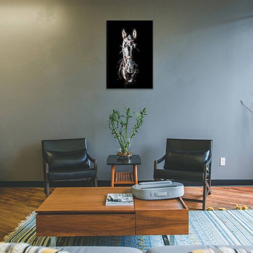 Cuadro Decorativo Caballo Negro y Dorado de 60 X 90 cm