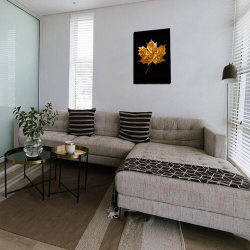 Cuadro Decorativo Minimalista de Hoja Dorada #44 de 40 X 60 cm