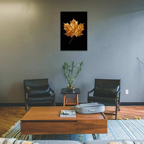 Cuadro Decorativo Minimalista de Hoja Dorada #44 de 40 X 60 cm