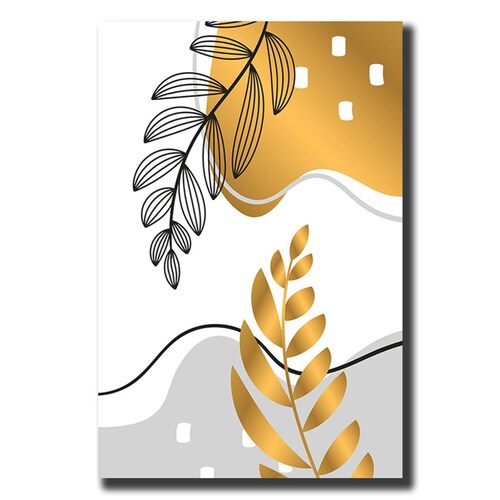 Cuadro Decorativo Hojas Doradas Minimalistas de 30 X 45 cm